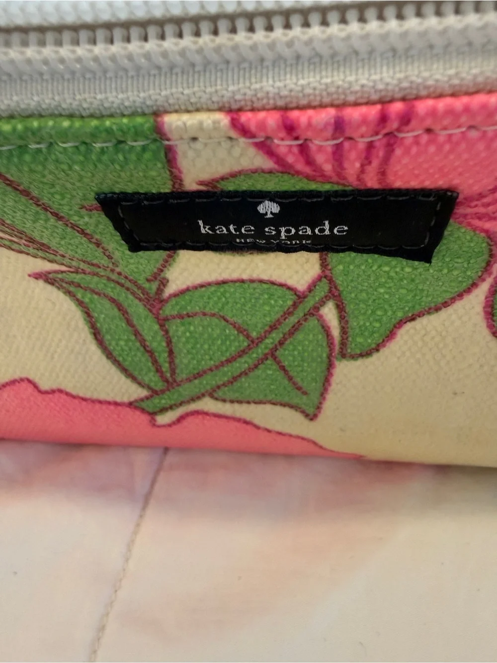 kate spade Pink Floral Canvas Zip Cosmetic Case